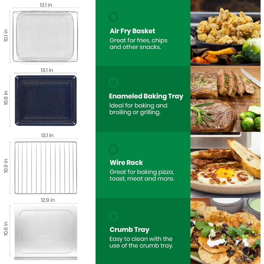 6-Slice Toast, Enamel Baking Pan Easy Clean with Recipe Book, Black Matte Stainless Steel