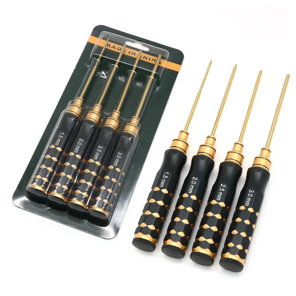 4pcs 1.5mm 2.0mm 2.5mm 3.0mm Hex Screw Driver Screwdriver Set Hexagon Tool Kit For FPV Drone Heli Airplanes Cars Boat RC Parts 6