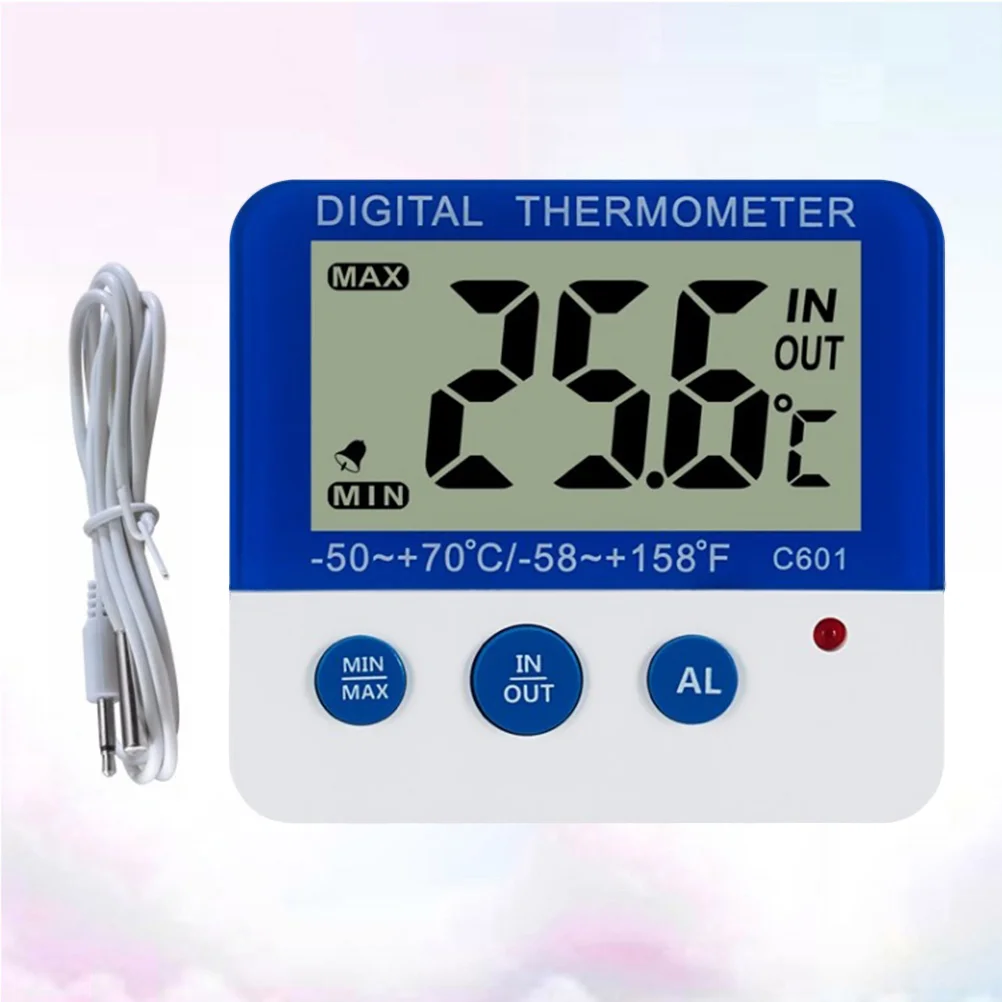 

Indoor And Outdoor Thermometer C601 Digital High Low Temperature Alarm Household