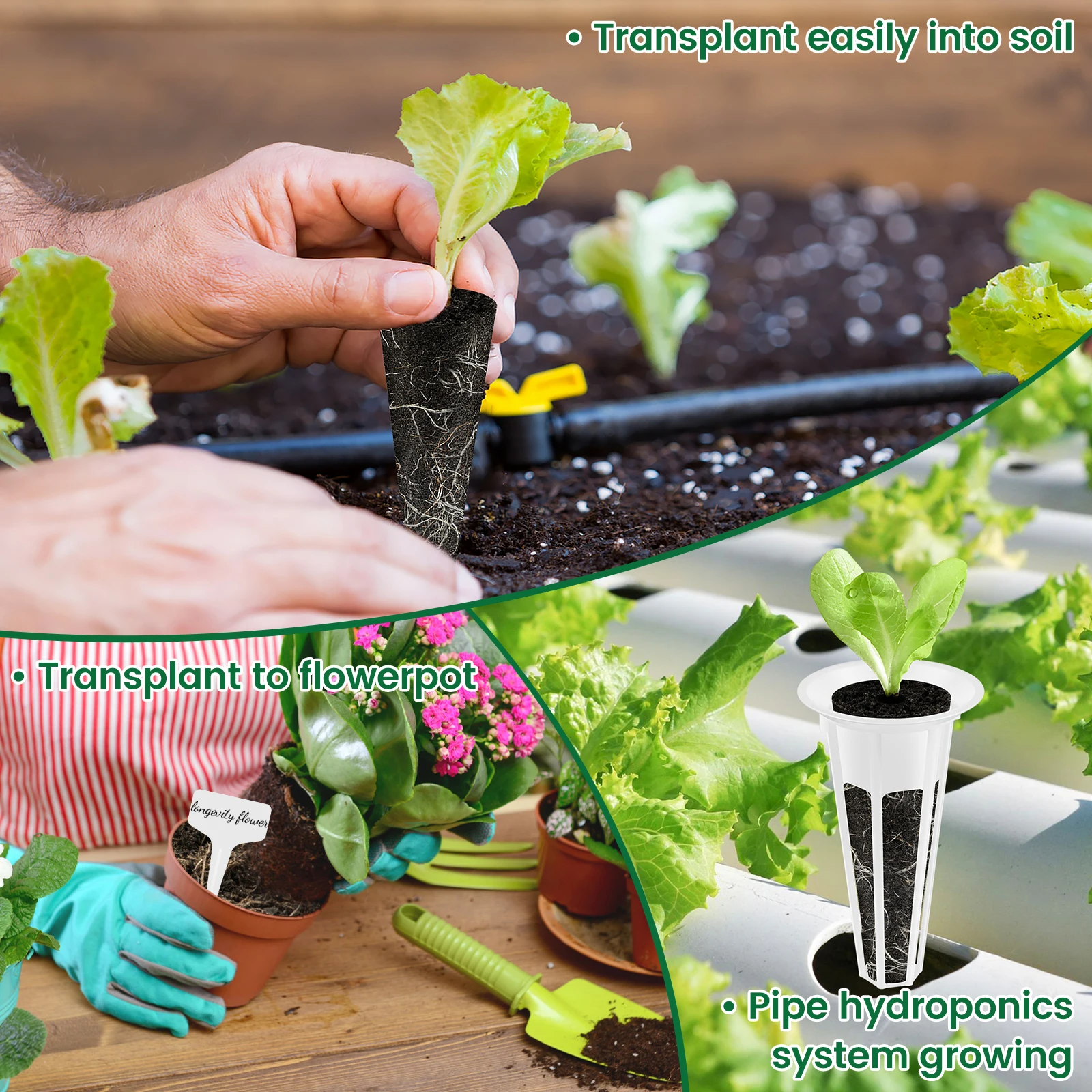 125Pcs Hydroponic Pods Kit Seed Grow Sponges with Plant Label Garden Accessories Efficient Sponges Water Absorbent Grow Pod Kit