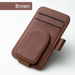 Premium Leather Multifunctional Car Sunshade Storage Clip (BROWN)