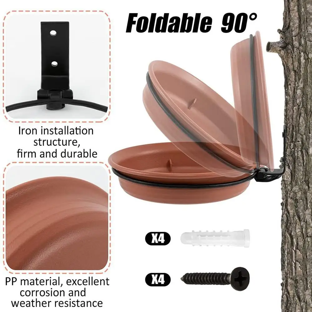 2 Pcs Tree Mounted Bird Feeder And Bird Bath
