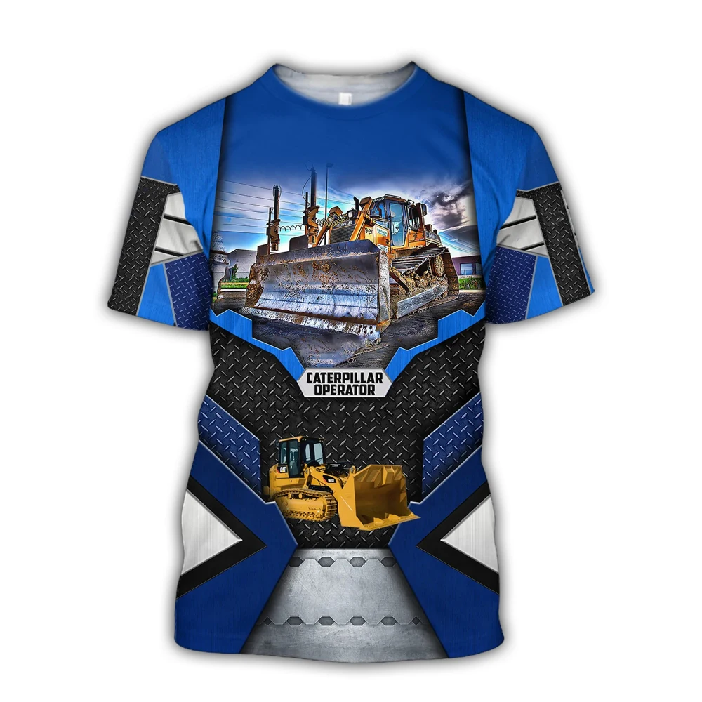 

Men's Excavator 3D Printing T-shirt 2023 New Short-sleeved Clothing Large Fashion Sweatshirt