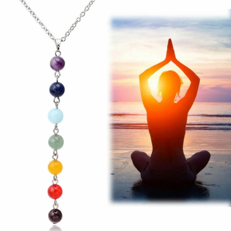 7 Chakra Reiki Kraal Hanger Ketting Yoga Energie Sieraden Healing Balans Natuursteen Choker Armband Sieraden Set Voor Vrouwen Mannen