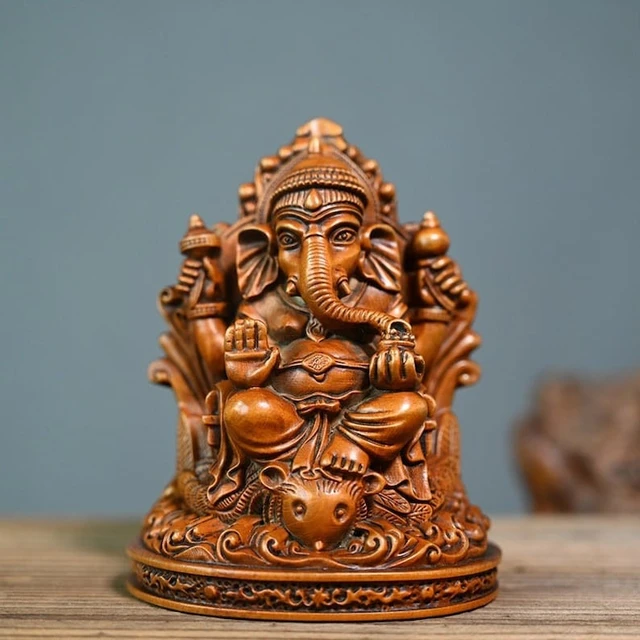 AliExpress Decor Deity: Figurine for Indian Handmade - Unique of Buddha Ganesh Wood Ornamental Spiritual - Hindu Sculpture Elephant Gift Home