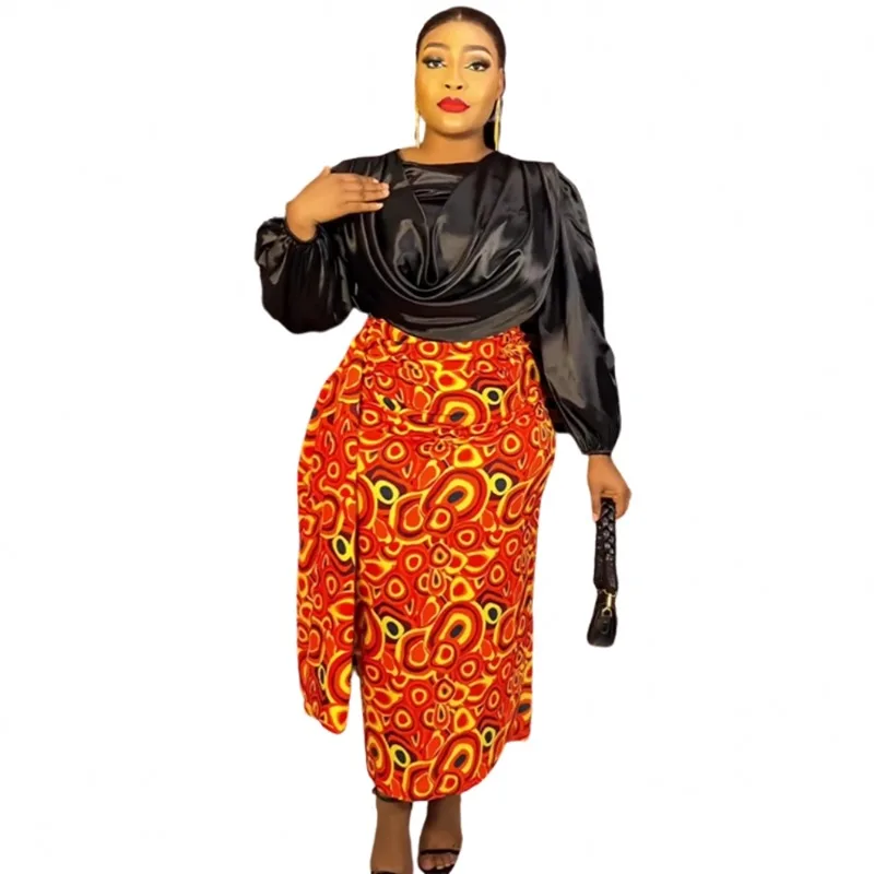 Two Piece Set Dashiki African Women's Set Long Sleeve Shirt And Skirt 2023 Autumn Winter Fashion Sweatsuit Outfit Tracksuit 2022 african clothing for men tracksuit dashiki shirts and print pants traditional set outfits wear sweatsuit afripride a1916051