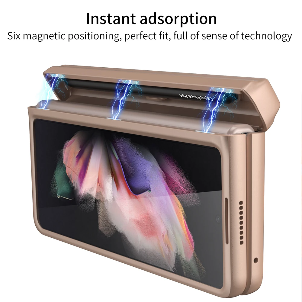 

With Capacitive Pen for Z Fold2 Hinge Magnetic Case for Samsung Galaxy Z Fold 2 5G All-Inclusive Kickstand Screen Glass Case