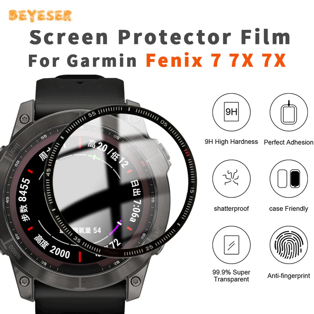 

20D Screen Protector Film For Garmin Fenix 7 7s 7x Smart Watch Full Cover Soft Protective Film With Time Scale