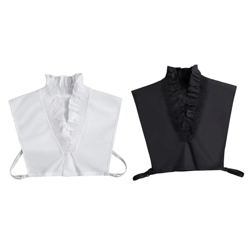 

White V-neck Lace Fake Collar For Women Removable Fake Shirt Collar Casual T-shirts Sweaters Collar Bachelor's Uniform Interior