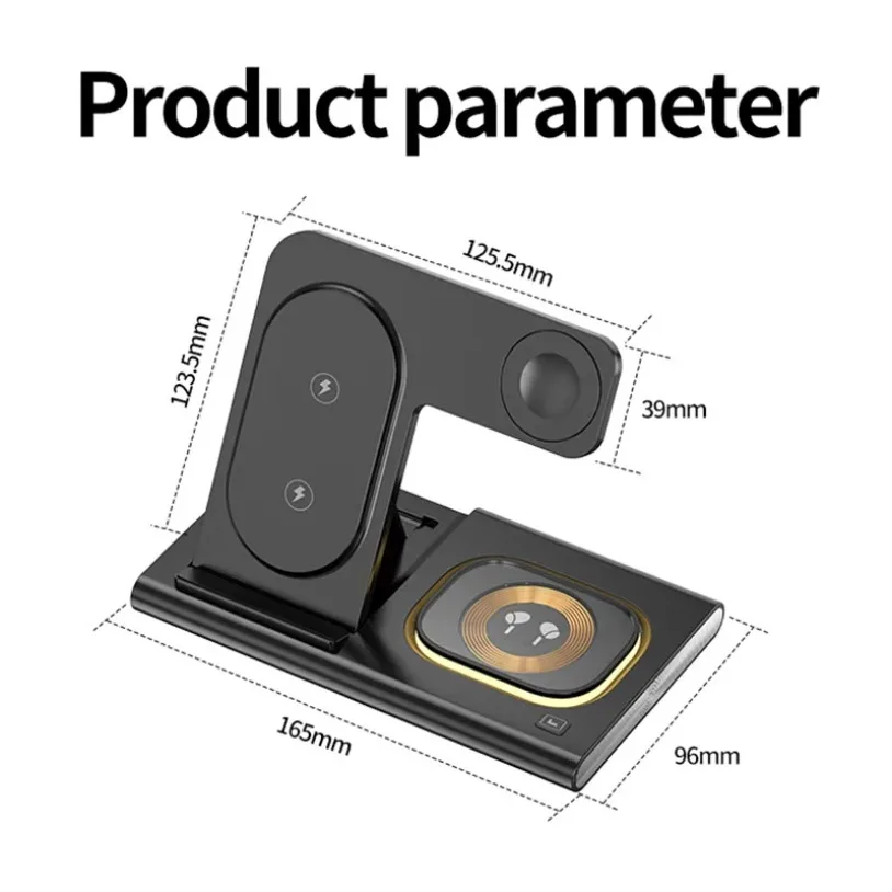 30W 3 in 1 Foldable LED Wireless Charger Stand For Samsung S24 S23 S22 Watch 6 5 4 Active 1 2 Galaxy Buds Fast Charging Station