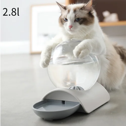 고양이 물그릇 자동 물 디스펜서 분수, 고양이 대형 음료 그릇, 전기 없음, 2.8L 4