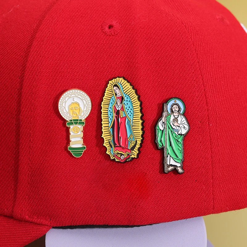 Emaille-Anstecknadeln Unserer Lieben Frau von Guadalupe, Golfball-Hut-Clips, Golf-Trainingszubehör, Baseballkappe, Cartoon-dekorativer Clip für Golfer