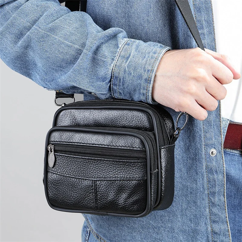

Man Hanging Bag Genuine Leather Men's Bag Business Waist Bag Men's Shoulder Bag Male Crossbody Bag Small Shoulder Bag For Man