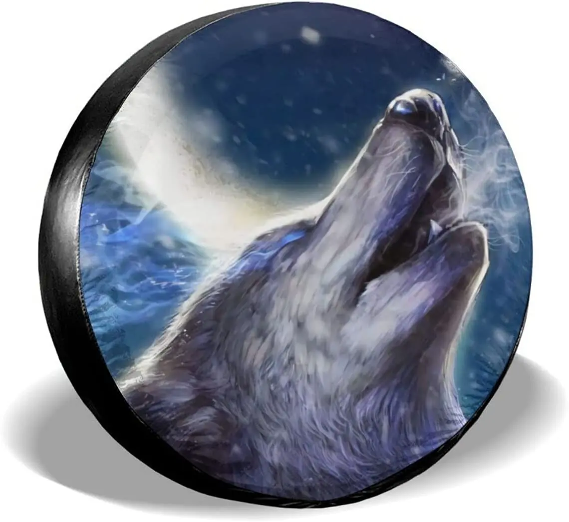 

Spare Tire Cover Universal Tires Cover Wolf Howl Car Tire Cover Wheel Weatherproof and Dust-Proof UV Sun Tire Cover (Fit