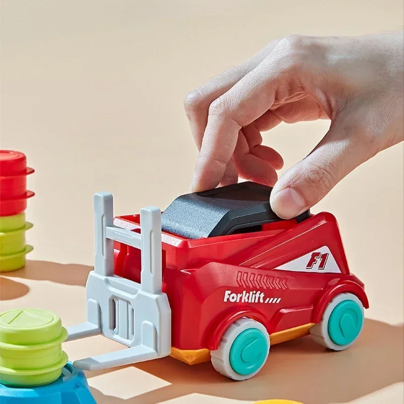 Children's Engineering Truck Forklift Press Shovel Toy Car Suit Education Stacking Toy Board Game for Party Boys Birthday Gift 2