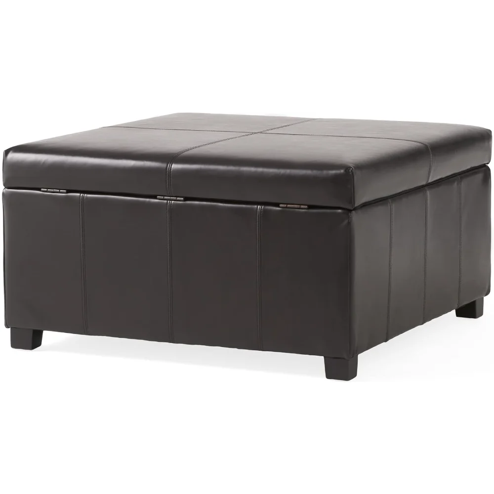 

Christopher Knight Home Living Berkeley Brown Leather Square Storage Ottoman, Espresso