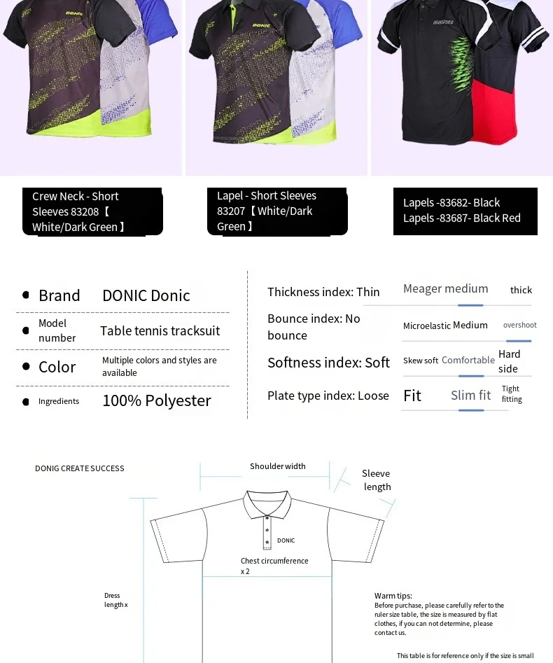 Donic collar polo Table tennis clothes sportswear jersey men women Sport tops quick dry short sleeve
