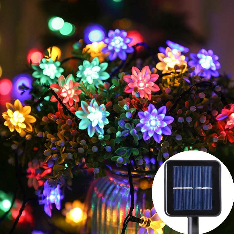 solar lights outdoor Lotus Solar Lights String LED Outdoors Waterproof Cherry Blossoms Lamp Garland Wedding Party Christams Garden Home Fairy Decor solar step lights
