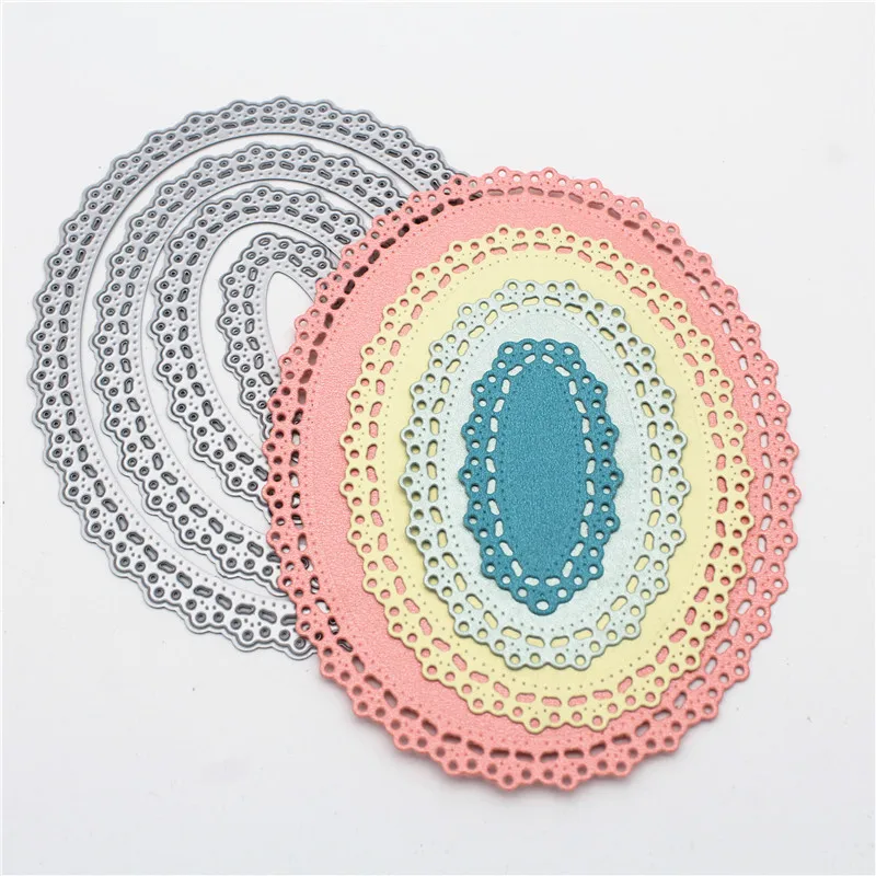 4PcsOvalHollowLaceDieMetalCuttingDieScrapbookEmbossingPaper