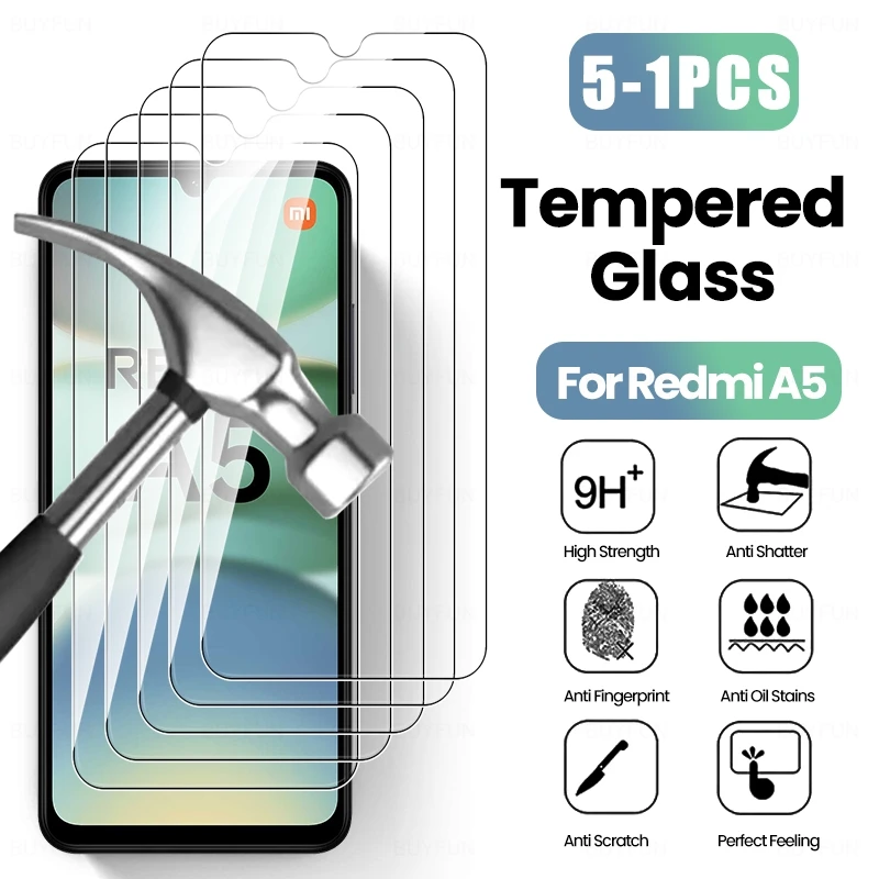 RedmiA5 4G 5-1Pcs Xiaomi Redmi A5 4G Redmy A5 A 5 5A 투명 크리스탈 HD 유리 안티 스크래치 케이스 친화적 인 9H 화면 보호기