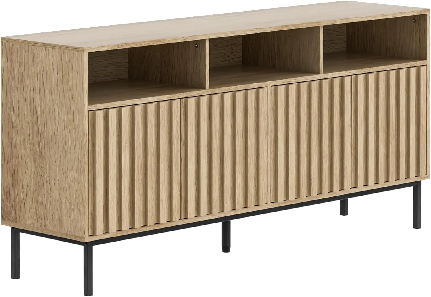 Mid Century Modern Sideboard Buffet Cabinet Storage,61.4'' Fluted Sideboard Cabinet,Buffet Cabinet Legs,Accent Credenza4 Doors