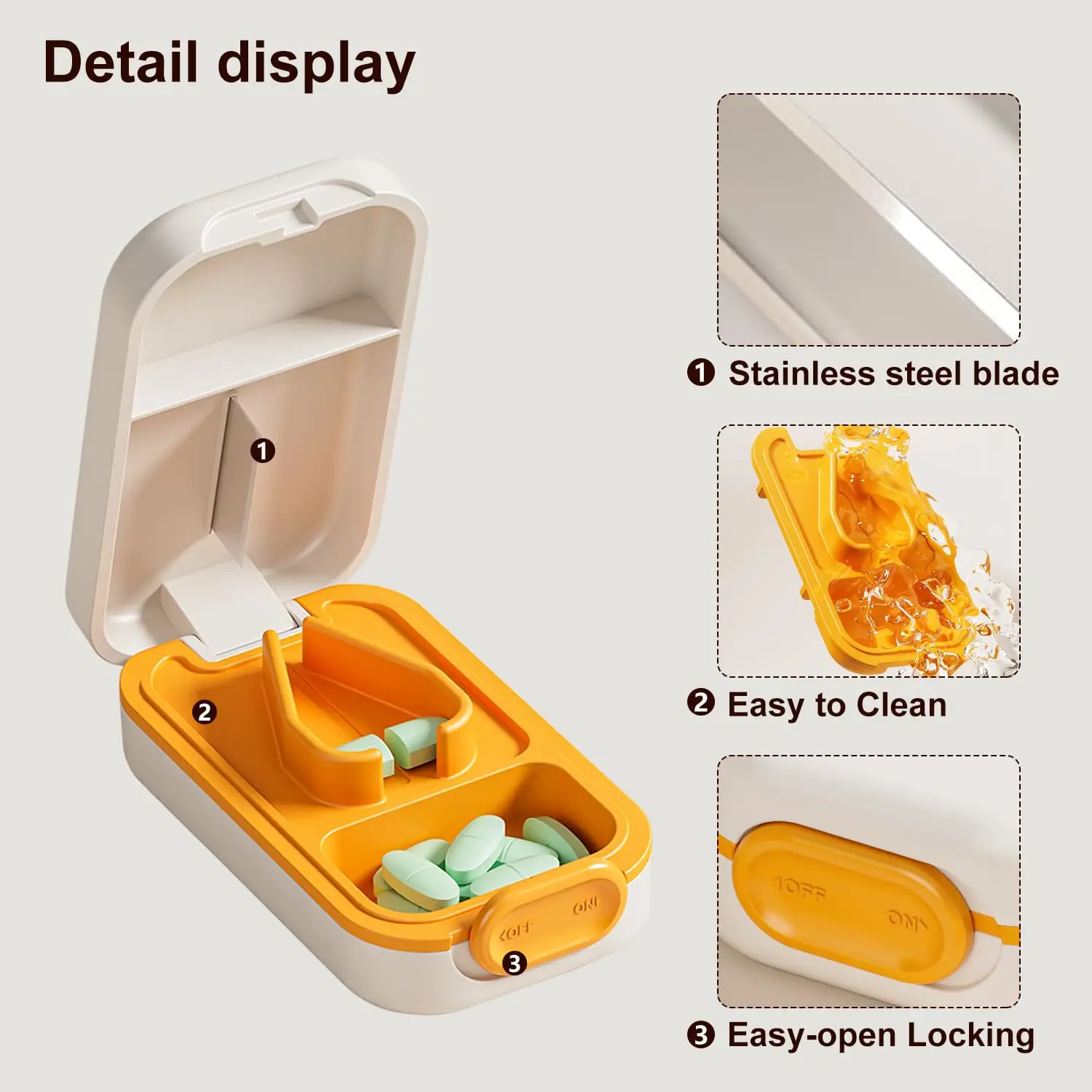 Small Pill Cutter Pill Cutter Splitter for Small and Tiny Pills Pill Splitter with Safety Lock Easy Open Close Professional