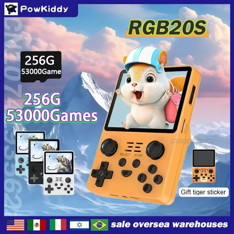 Nuovo Powkiddy Rgb20S Dual Card Console Gioco Portatile 53000 + Giochi Integrati Schermo Ips Da 3.5 Pollici Sistema Open Source Processore Rk3326