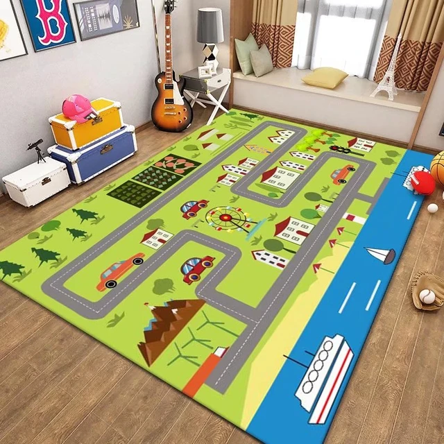 Spielzeug auto Muster Teppich Wohnzimmer Kinderzimmer Dekoration Boden  teppich Cartoon Straße Spiel matte weiche Tatami Teppiche rutsch fest -  AliExpress