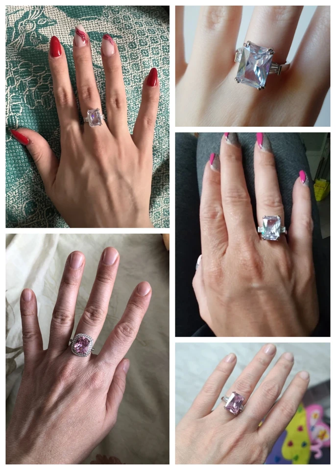Huitan Simple Shiny Big Rectangle Zircon Women Rings White