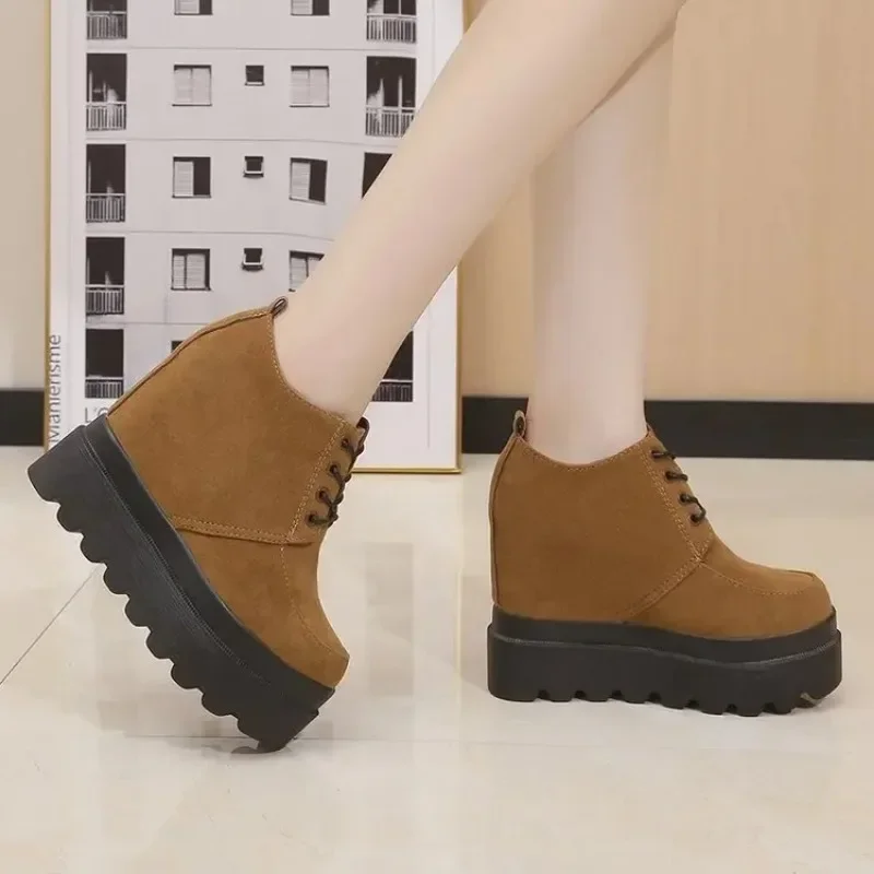 Women's High Platform Shoes 2023 New Autumn and Winter Wedge Casual Heel Waterproof Fashion Shoes Thick Sole Sports Boots Shoes