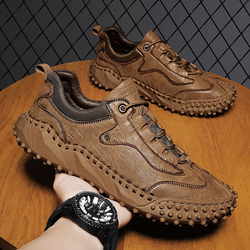 

spring Autumn Casual Shoes Men handmade sewing Comfortable Outdoor Leather Men Shoes Breathable Flats Shoes men