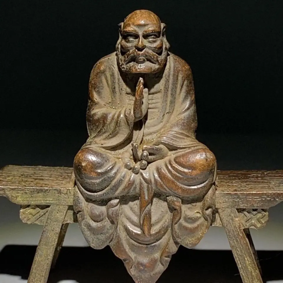 

Rural Reflux of Old Objects, Dharma Ancestor Buddha Statue, Copper Bench, Old Bronze Statue of Buddha, Antique Goods Collection