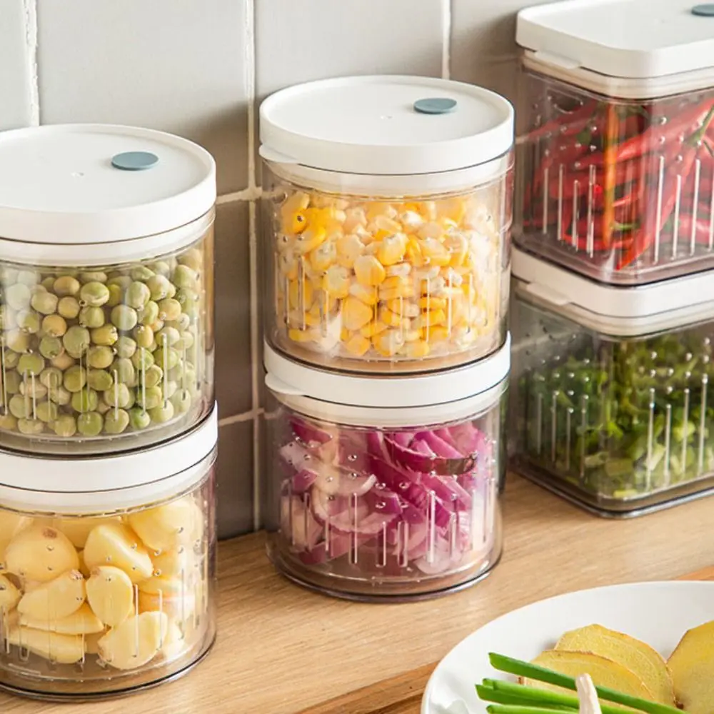Refrigerator Seasoning Box Ginger Garlic Fruit Drain sealed tank Plastic Sealed Charcuterie Container for Kitchen picnic