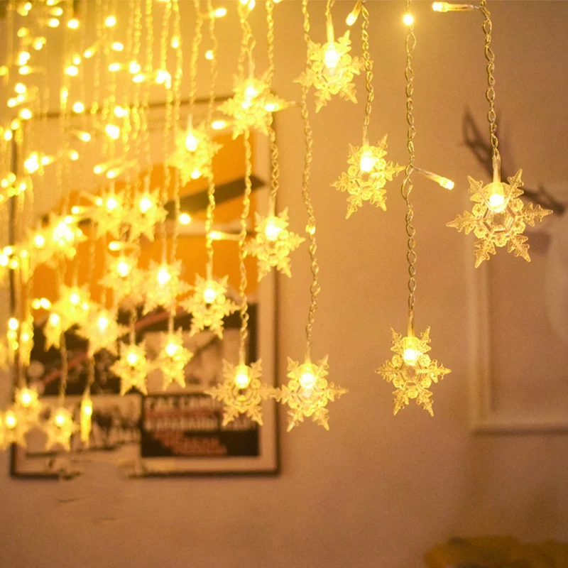 

1 Piece Snow Fairy Garland Decoration LED String Lights For Christmas Halloween New Year Home Decor EU Plug-A