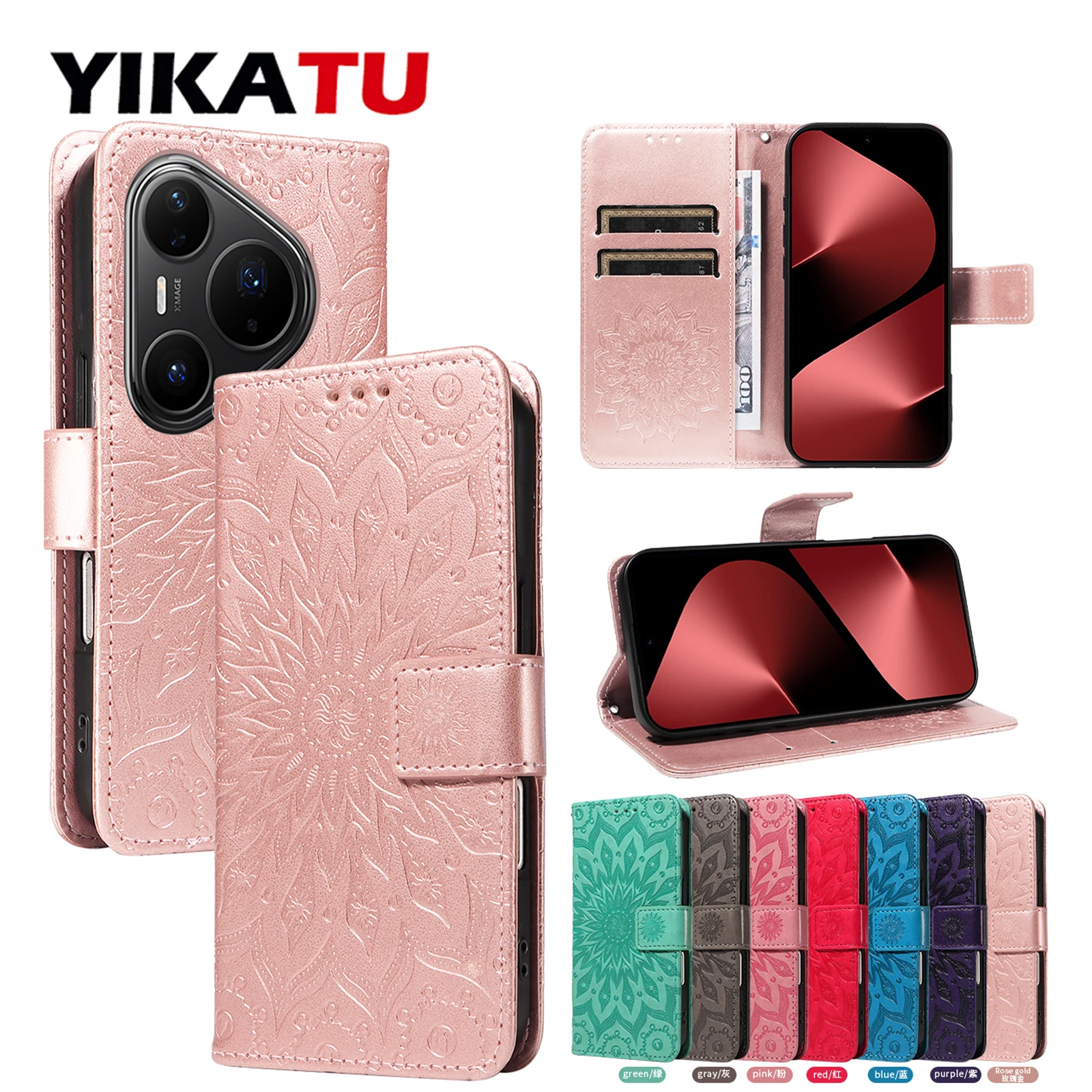 Leather Wallet Case with Kickstand Cover,