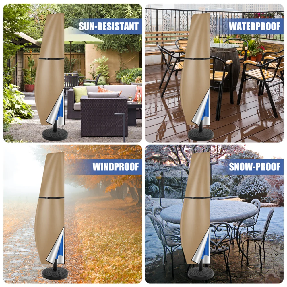 Umbrella Covers with Rod & Pull Ring for Outdoor Umbrellas Patio Umbrella Cover Waterproof Windproof Anti-UV Garden Parasol umbrella cover
