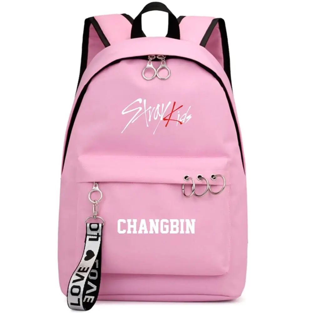 WISHOT StrayKids Backpack Stray Kids Jisung Woojin lovely Travel Bag for  teenagers girls Silk ribbon Round Ring Schoolbag pink - AliExpress