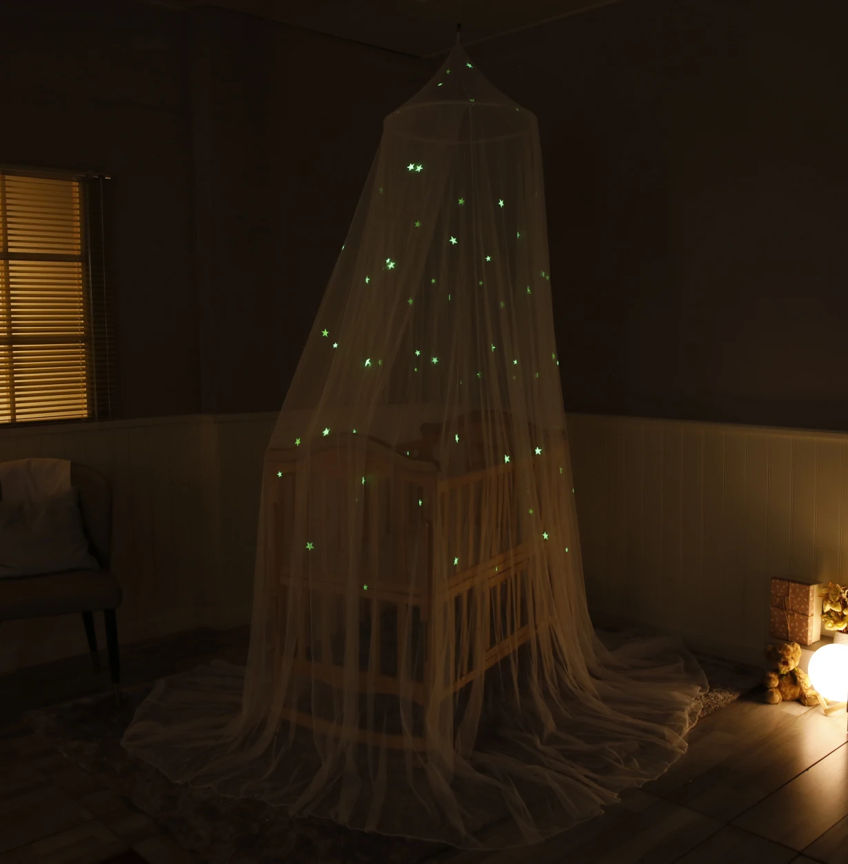 Fluorescent Stars Glow In Dark For Kids Baby Mosquito Net Crib Net