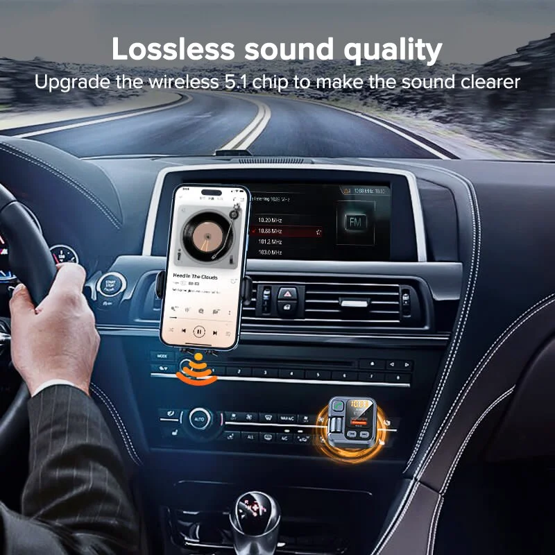 48W Bluetooth digital display car charger Display Cigarette Light Fast Charging For iPhone 13 Xiaomi Huawei  USB Type C Charger