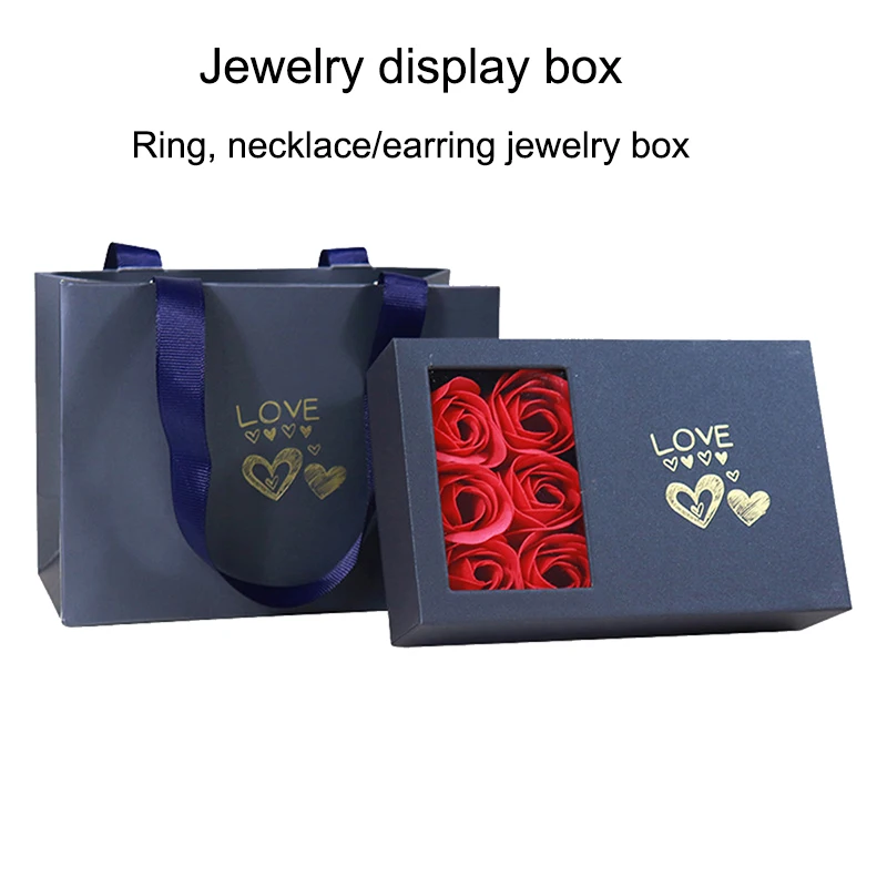 Rose Gift Box Eternal Flower Ring,Pendant,Earrings,Necklace,Jewelry Box 6 Valentine's Day Rose Gift Box Packaging Box Jewelry St 6
