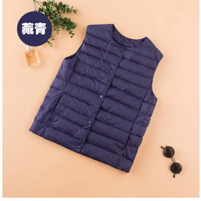 90% Ultra Light White Duck Down Women Vest Thin Coats V Collar Autumn Winter Coat Female Single-breast Waistcoat Puffer Feather
