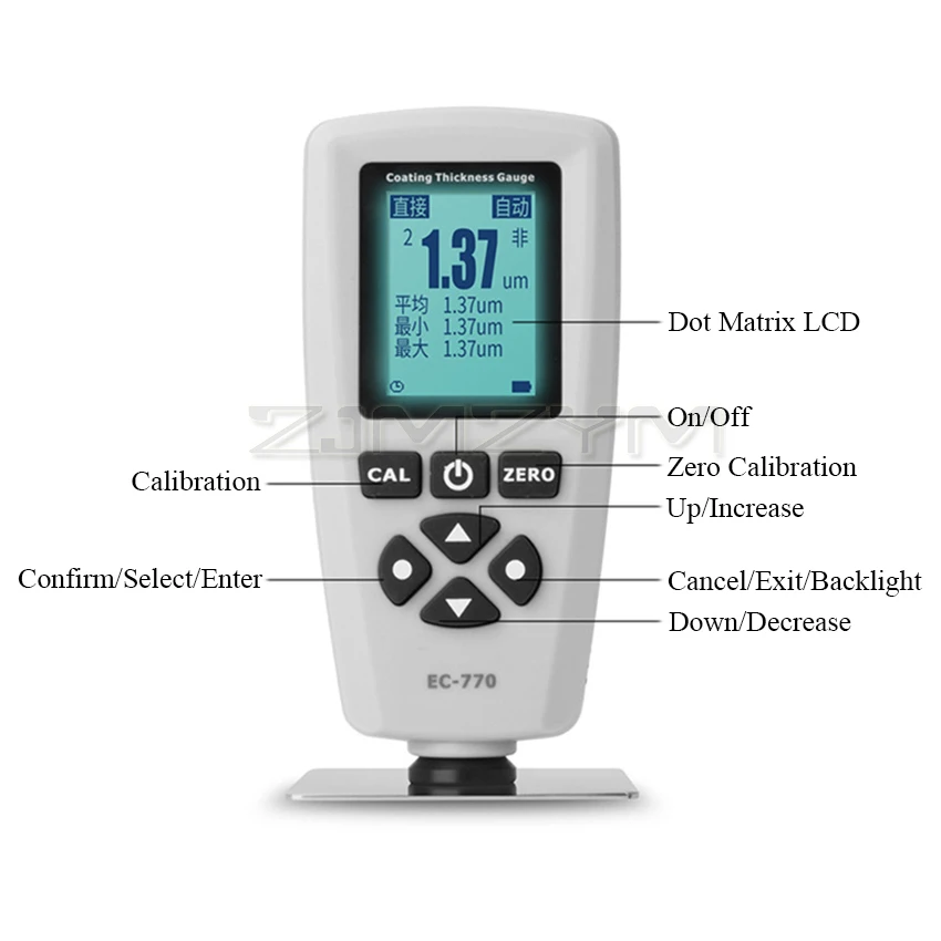 Medidor de espesor de pintura digital EC-770S – Valiometro