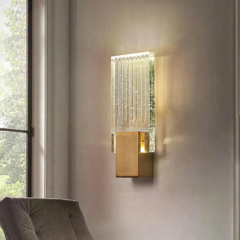 Small modern luxury crystal wall mounted lighting brass led hotel reading beside art decor wall lamp copper sconce headlights 2