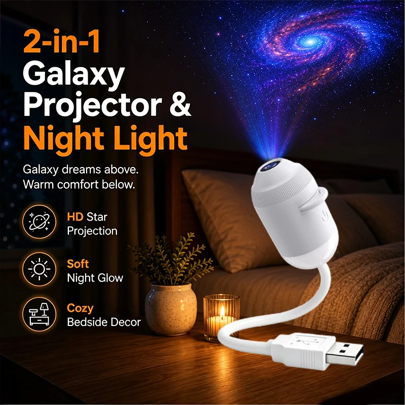 Proiettore Intelligente Galassia Oceano 360° Regolabile, Luce Notturna Olografica Stellata, Lampada Atmosfera per Camera da Letto, Auto, Casa, Regalo - immagine 2