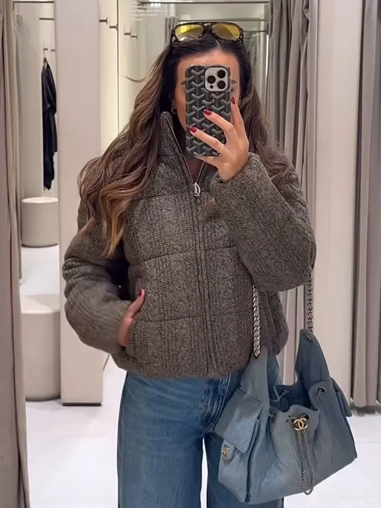  Fashion Solid Cotton Coat For Women Casual Turtleneck Full Sleeve Warm Jacket Autumn Winter Elegant Eemale Commuter Streetwear