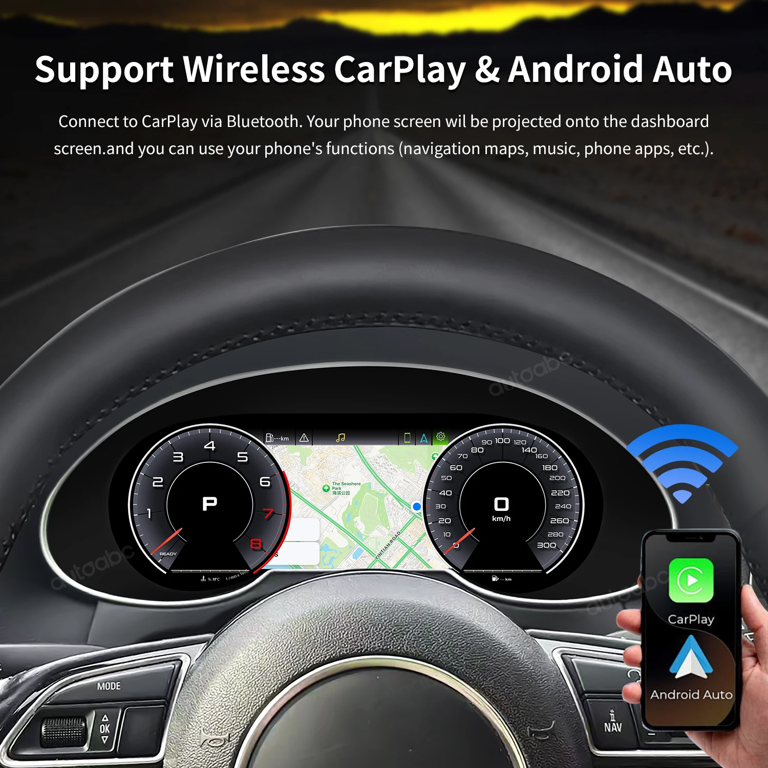 Pantalla LCD de 12.3 pulgadas para el tablero de Audi Q5 2009-2018, cabina virtual, panel de instrumentos digitales, velocímetro, CarPlay 3