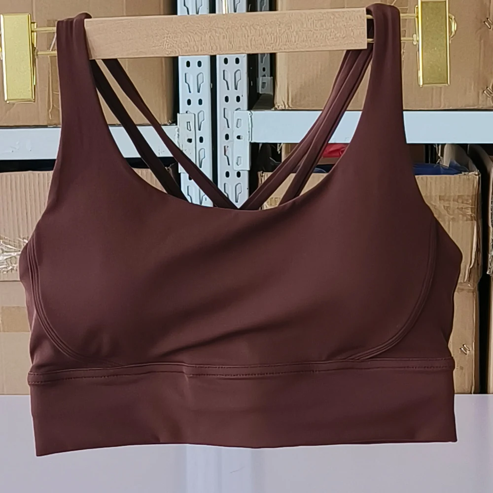 Solid color women's U-shaped cross back sports bra, fitness exercise yoga sports bra, tight fitting training, jogging soft belt