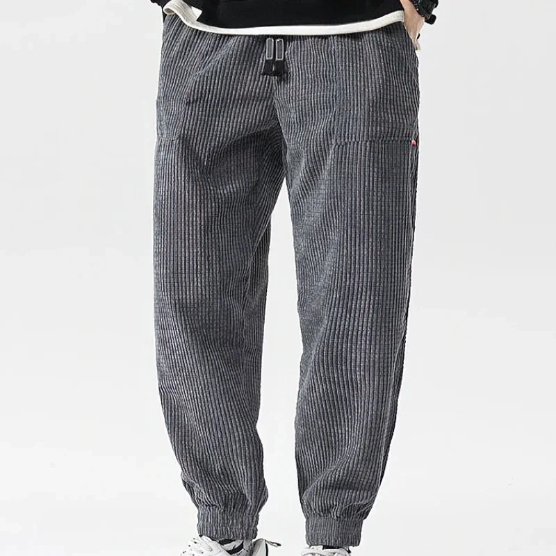 Baggy Corduroy Sweatpants Men Solid Color Casual Autumn Winter Tech Fleece Sport Loose Joggers Harem Pants Male Long Trousers 4