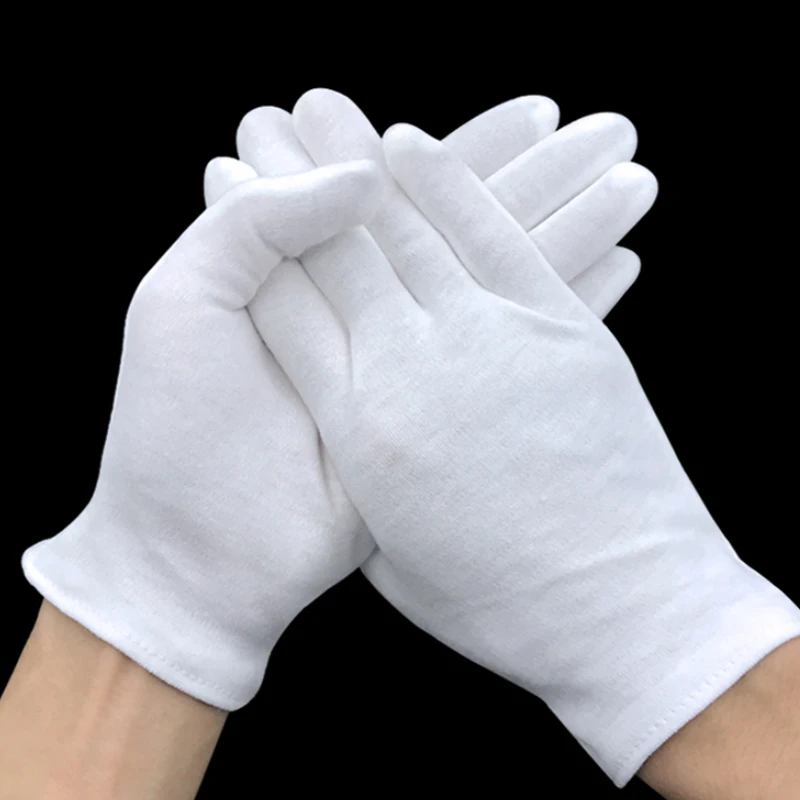 Cotton Gloves 10Pairs White Cotton Work Gloves for Dry Hands Handling Film SPA Gloves Ceremonial High Stretch Household Cleaning Tools