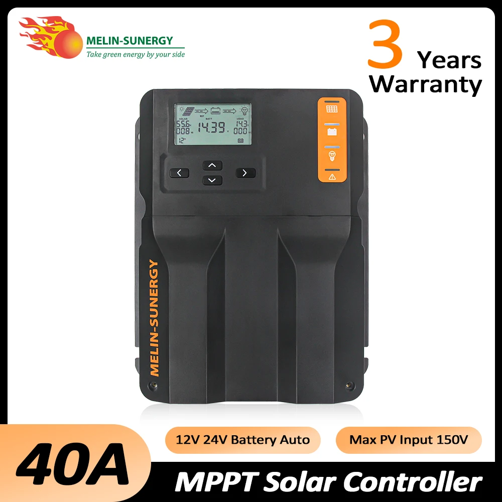 MPPT 태양광 충전기 컨트롤러, 최대 150VDC 입력용 블루투스 태양광 패널 내장, 자동 배터리 태양광 레귤레이터, 40A, 12V, 24V